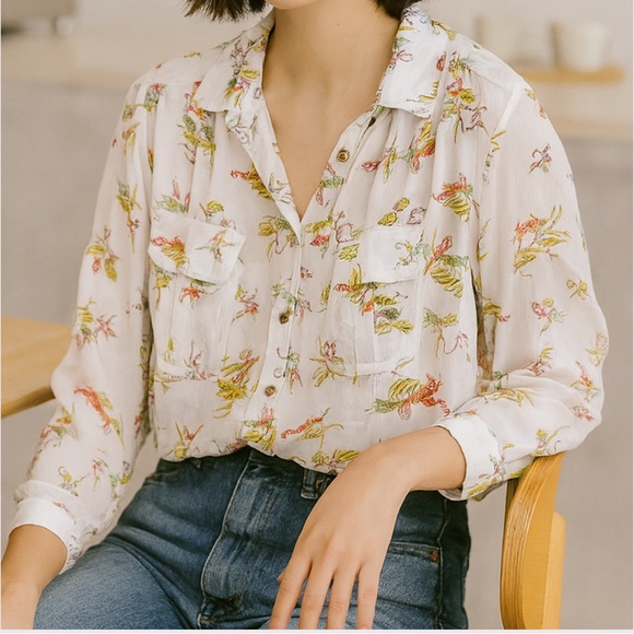 Anthropologie Maeve Jungle Print Button Down Long Sleeve Shirt in Multicolor - Picture 9 of 9